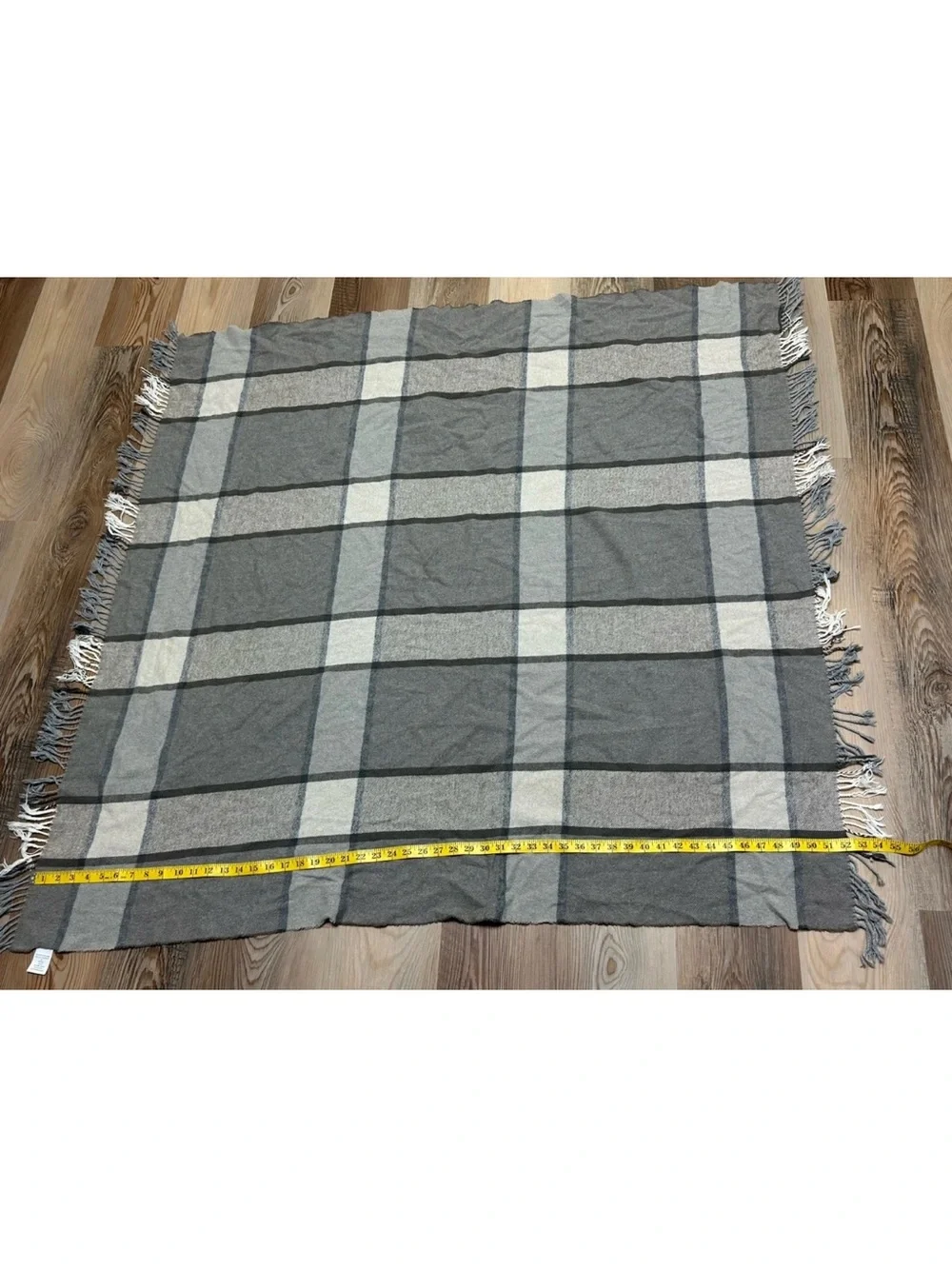 NIDO NOTTE ITALIA Throw Blanket Gray/brown Plaid Fringe